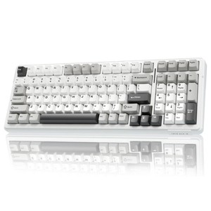 AULA F99 Wireless Mechanical Keyboard, Tri-Mode BT5.0 2.4GHz USB-C, Hot Swappable, RGB, Linear Switches, Gaming, Black/Grey/White - 1 of 4