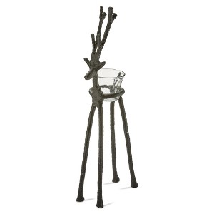 TAG Christmas Rustic Aluminum Reindeer Tealight Candle Holder Tall 14 inch - 1 of 2
