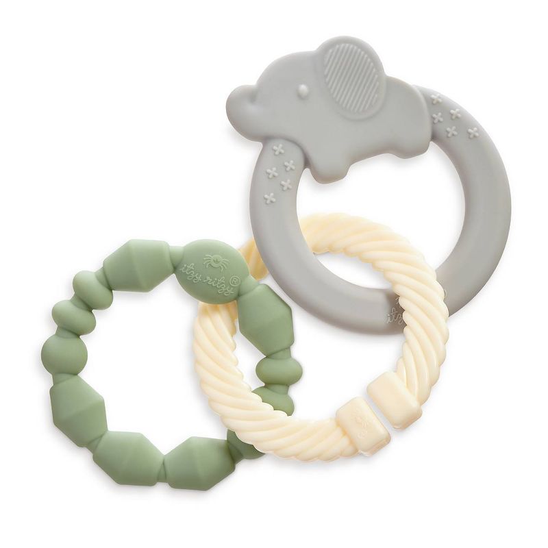 Itzy Ritzy Itzy Loops Teether - Gray/White/Sage - 3pc, 1 of 9