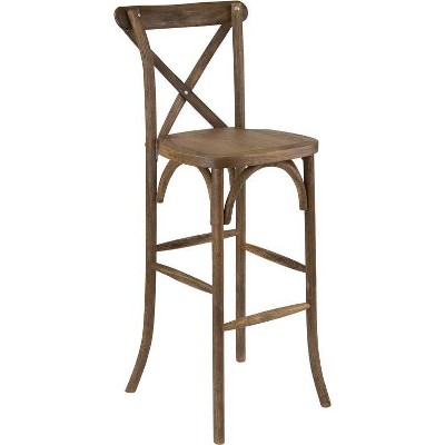 Hercules Series Wood Cross Back Barstool Dark Antique - Riverstone Furniture Collection