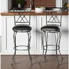 HomeRoots Set of Two 24" Black Faux Leather and Iron Counter Height Swivel Bar Chairs - 2 of 4