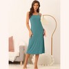 cheibear Women's Sleeveless Spaghetti Strap Midi Cami Tank Sleepdress - 3 of 4