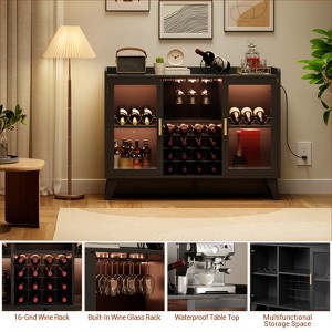 ODK Wine Bar Cabinet, Liquor Bar Cabinet, Home Coffee Cabinet with Wine Rack, Glass Holder, Kitchen Buffet Sideboard for Dining Room, Black - 1 of 4