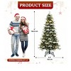 6ft/7.5ft Pre-Lit Tiered Flocked Christmas Tree With Remote Control, Featuring Pre-Decorated Flocked Hinged Design - 3 of 4