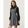INSPIRE CHIC Women's Sleeveless Square Neck Plaid Fit and Flare Tweed Dresses - 3 of 4