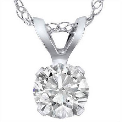 Pompeii3 .90 Carat Solitaire Pendant Natural Diamond 14K White Gold Womens Necklace