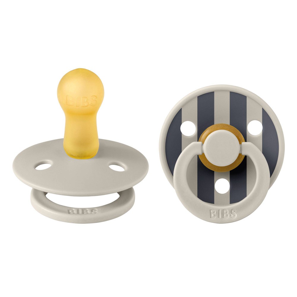 Bibs Studio Collection Colour Stripe Latex Pacifier 6-18 Months - Sand Mix - 2pk