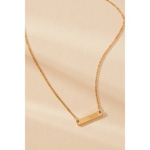 Tiny Tags 14K Gold Ion Plated Faith Bar Chain Necklace - Gold - 1 of 3