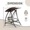 Syemin Patio Swings 2-Seat Patio Swing Chair, Outdoor Porch Swing with Adjustable Canopy and Steel Frame, Patio Swing Glider for Garden, 54"*52"*70" - 3 of 4
