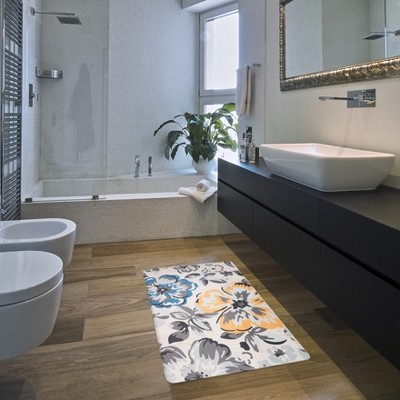 Cream Modern Floral Anti-Fatigue Standing Mat 18" x 30"