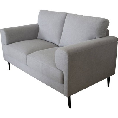 Loveseat with Fabric Upholstery and Sleek Metal Legs Gray - Benzara