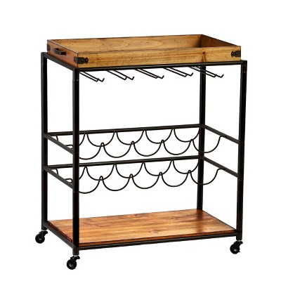 Maresal Bar Cart Black/Natural - Aiden Lane