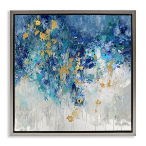 Stupell Industries Abstract Blue Gold Paint Design, 18" x 18" - 1 of 4