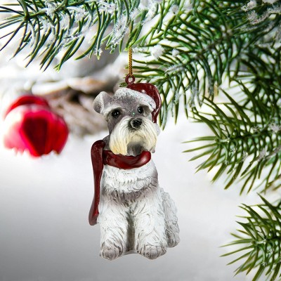 Festive Miniature Schnauzer Holiday Dog Ornament in Resin