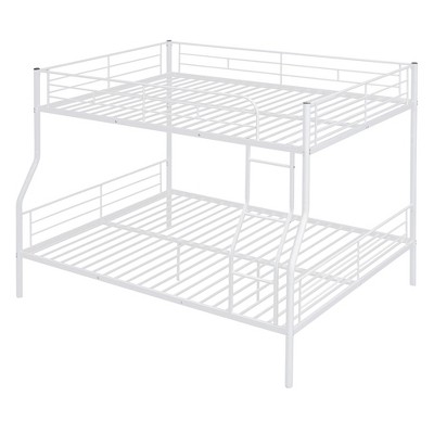 NicBex Metal Bunk Bed with Ladder,Low Loft Bed with Full-Length Guardrails,Silver/White/Black