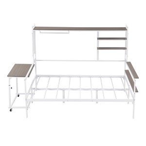 TiramisuBest Full size Metal Daybed with Movable Desk - White Metal Design - 1 of 4