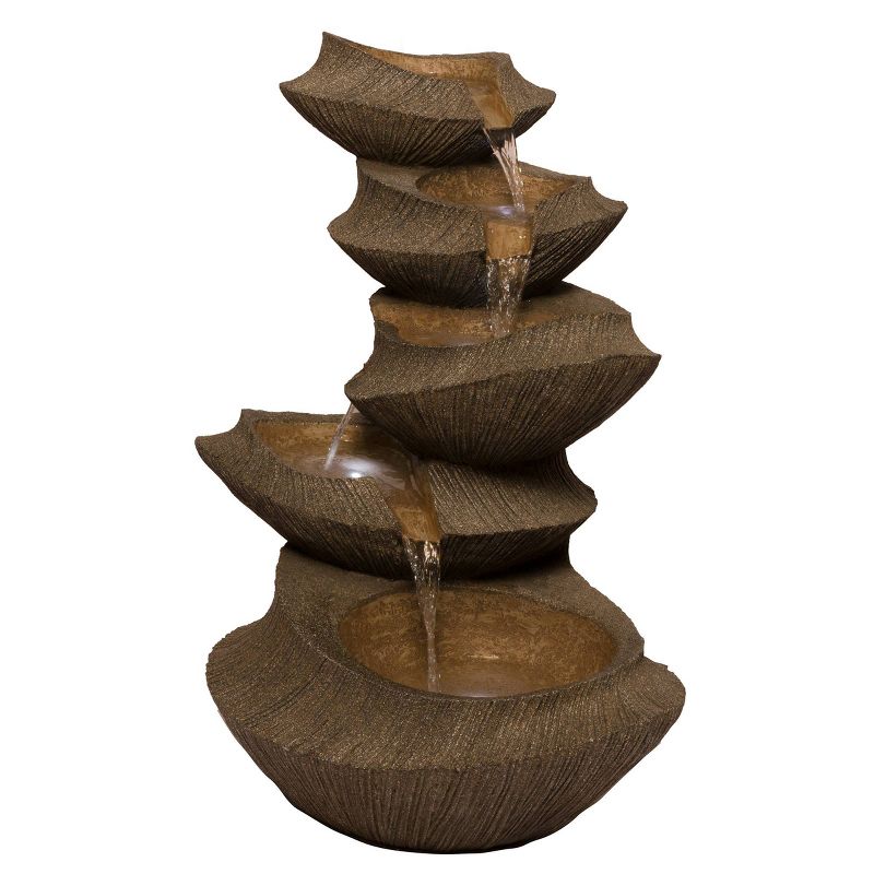 31&#34; Resin Cascading Outdoor Fountain with LED Lights Brown - Alpine Corporation, 4 of 5