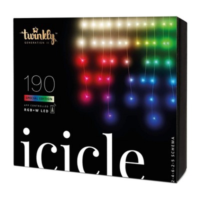 Twinkly TWI190SPP-TUS 190 LED RGB Multicolor & White 16x2 ft Icicle Lights, WiFi Controlled, Decorative Christmas Lights for Home and Classroom