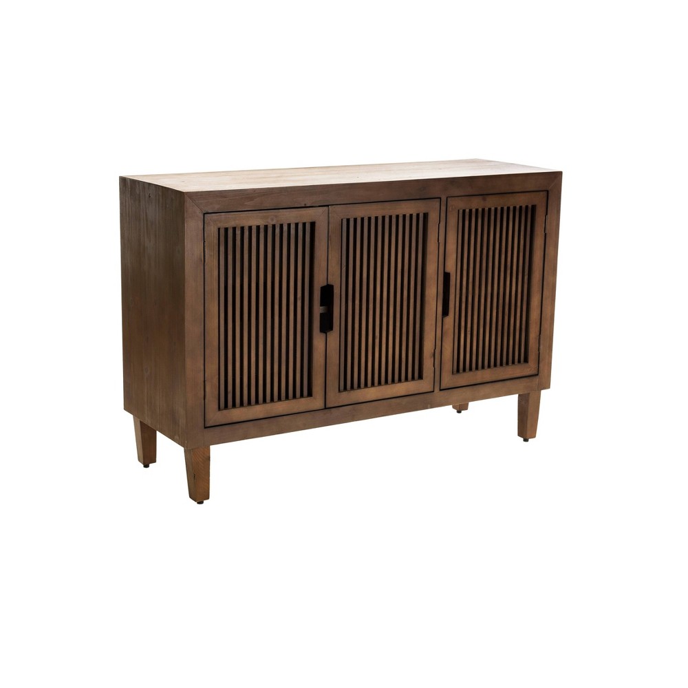 Sawyer 3 Door Cabinet Brown - Adore Decor: Bohemian Style, Ash Surface, Fixed Shelf, Anti-Tip Hardware