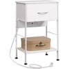 GALAXHERO Nightstand with Charging Station, 25" Bedside Table with Fabric Drawer and Open Shelf, 2-Tier Small End Table for Bedroom - 2 of 4