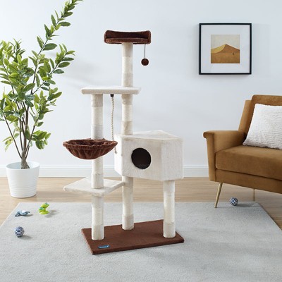Sam's Pets 54" Beige and Brown Multi-Tier Cat Tree