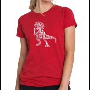 LA Pop Art Women's Premium Blend Word Art T-shirt - Dino Pics - 1 of 4