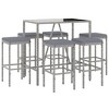 vidaXL Patio Bar Set Outdoor Garden Table with Stool with Cushions Poly Rattan - Gray 43.3" Table Length 6 Piece - 3 of 4