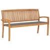 vidaXL Outdoor Patio Bench Stacking Patio Bench with Cushion Solid Wood Teak - 2 of 4