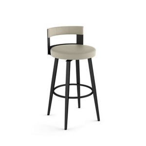 Amisco Paramont Barstool: 30" Fixed Height, Steel Frame, Faux Leather, 300 lbs Capacity - 1 of 4