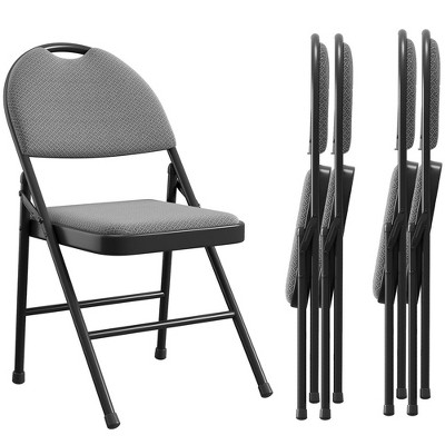 Whizmax Folding Chairs 4 Pack, Metal Foldable Chair with Cushion and Non-Slip Feet Pads, PU Party Chairs for Meeting Room, Dining Room