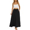 Women's Flowy High-Waist Maxi Skirt - Summer Pleated Long Skirt with Pockets Black - 2 of 4