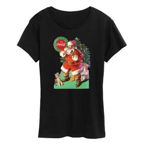 Women's - Coca-Cola - Vintage Santa With Dog Short Sleeve Graphic T-Shirt - 1 of 4