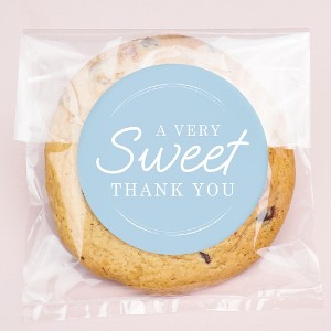 Big Dot of Happiness Dusty Blue Simple Script Thank You Stickers and Clear Cookie Bags, Cellophane Treat Bags 4.25x7 Inches - 25 Count - 1 of 4