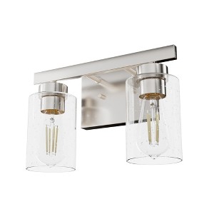 Hunter Fans 13" Hartland Wall Light Brushed Nickel Finish - 2 Bulb Dimmable Vanity Fixture for Rustic Modern Spaces - 1 of 4