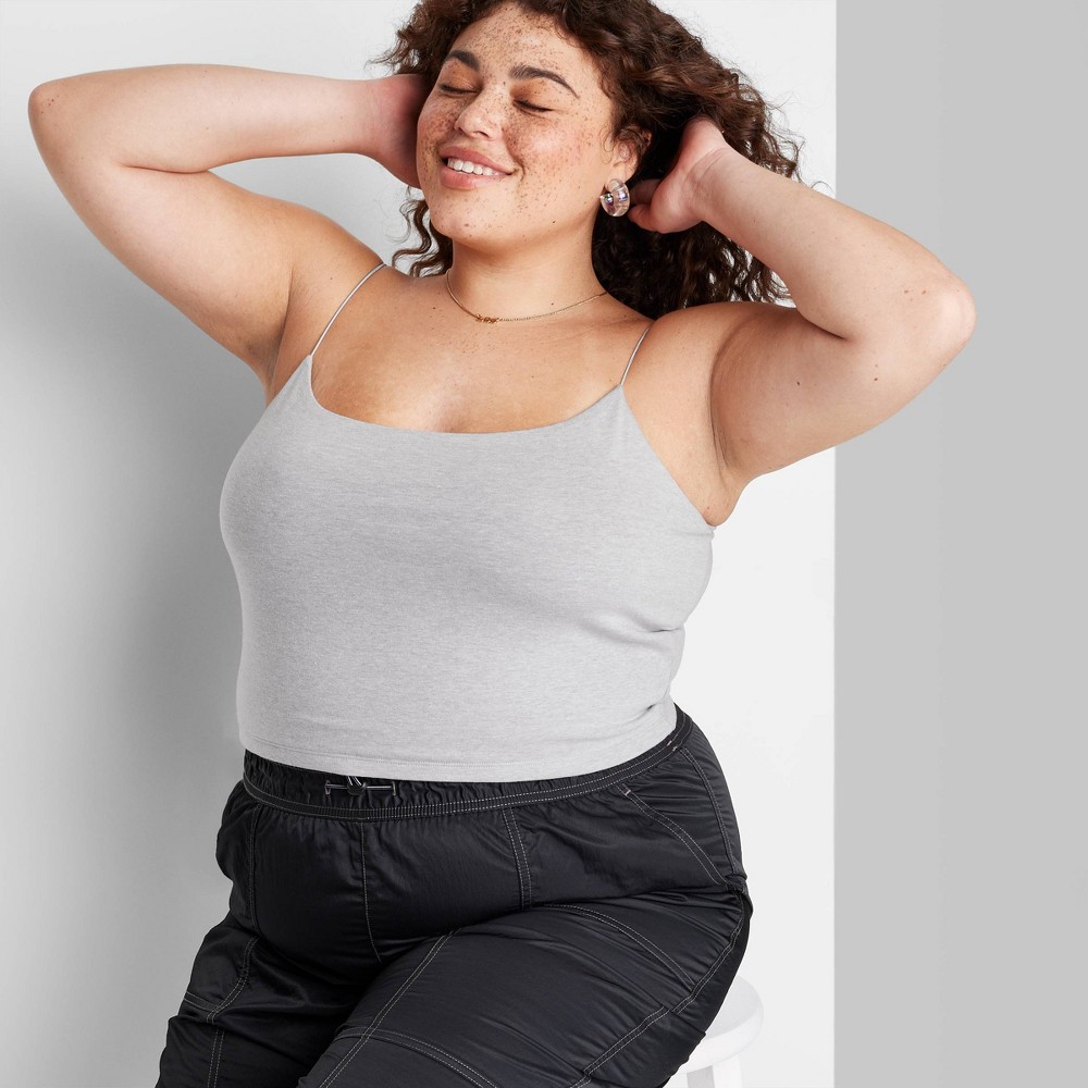 Women's Cropped Cami Tank Top - Wild Fable™ Light Gray 1X