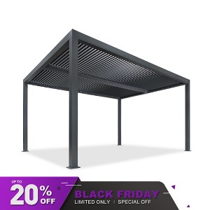 PURPLE LEAF Louvered Pergola Outdoor Aluminum Pergola with Adjustable Roof for Deck Backyard Garden Grey Hardtop Gazebo - 1 of 4