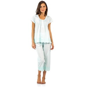 Casual Nights Women's Dot Short Sleeve Capri Pajama Set - 1 of 4