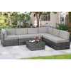 COWLOWN 7 Piece Outdoor Patio Furniture Set, Outdoor Sectional with Rattan Chairs, Glass Table, Wicker Conversation Seating - 3 of 4