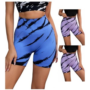 INSPIRE CHIC 3 Packs Women's Tie Dye High Waist Workout Running Fitness Thigh Slimmers Shapewear Shorts - 1 of 4