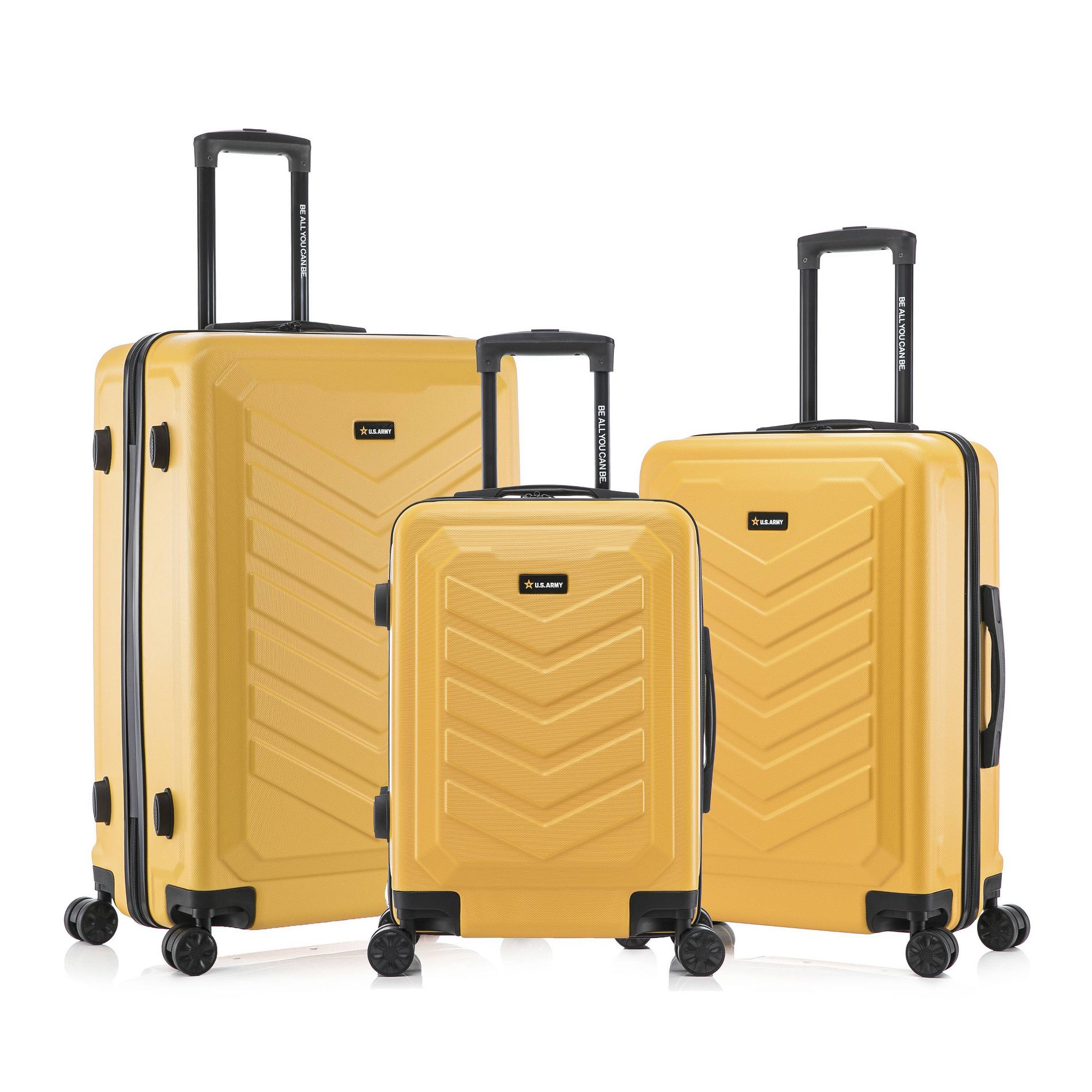 U.S. Army Checked FOX 3pc Hardside Suitcase Set - Mustard