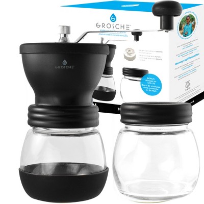 GROSCHE BREMEN Manual Ceramic Conical Burr Coffee Grinder, Spice & Coffee Grinder with Glass Storage Jar