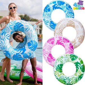 Joyfy 3/4 Packs Pool Float Tube Set, Inflatable Colorful Swim Tube, Pool Inner Tube, Swim Rings Pool Toys for Kids Adult Swimming Pool Beach Party Fun - 1 of 4