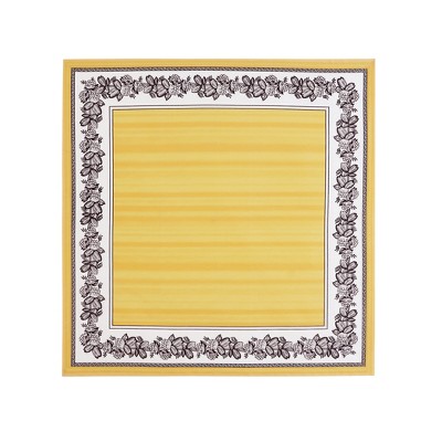 Lemon Yellow Cotton Floral Border Napkins, Set of 4