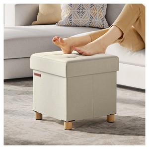 SONGMICS Storage Ottoman, Small Ottoman Foot Rest with Legs, 15 x 15 x 15.7 Inches Foot Stool, Ottoman with Storage, Load up to 660 lb, - 1 of 4