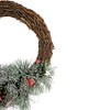 Northlight Red Ornaments, Pine Needle and Stars Frosted Christmas Wreath, 13.75-Inch - 3 of 4