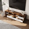 POVISON Modern Wood TV Stand, Lowline TV Console With Drawers, Open Storage, Cabinet, Walnut Veneer, Fully-Assembled, 70.87" - 3 of 4