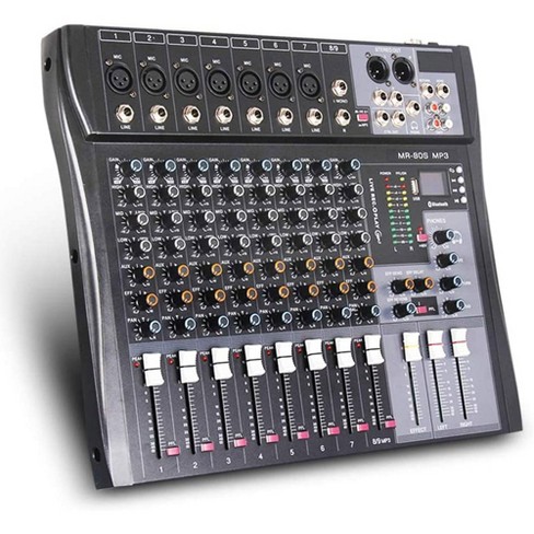 G-mark Mr80s Professional 8 Channel Audio Mixer Console W/ Mp3 Player,  Bluetooth Connection, +48v Phantom Power, And Mac Or Pc Universal  Compatibility : Target
