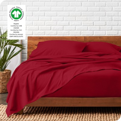 Red Organic Cotton Flannel Twin XL Deep Pocket Sheet Set