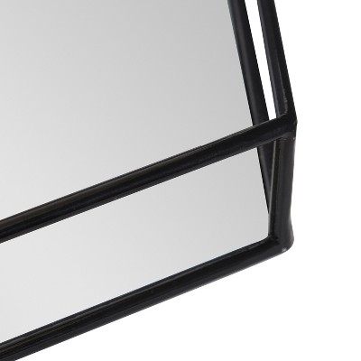 Black Hexagonal Metal and Mirrored Glass Decorative Trays, Set of 2