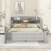 NicBex Full Size Platform Bed 87" L Modern Pine Bed Frame with Storage Headboard, LED Light and Guardrail for Bedroom, No Box Spring Required - 2 of 4